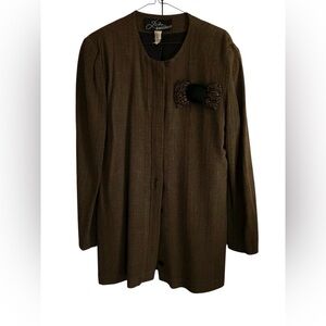 Vintage Bichon By Cynthia Howie Brown Women's Jacket with Bow Accent Size 4